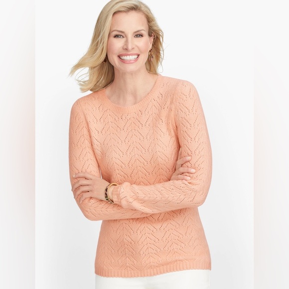 Talbots Sweaters - NWOT - Talbots Pointelle Crewneck Sweater in Champagne Rose - Size XL
